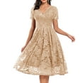 thumbnail image 1 of Autumn And Winter Wedding Party Dress Retro Slim Ladies Formal Dresses Lace Mesh Dress off The Shoulder Formal Gown Short Long Dress plus Size Long Dresses with Sleeves Long Dress for Juniors Pearl, 1 of 7