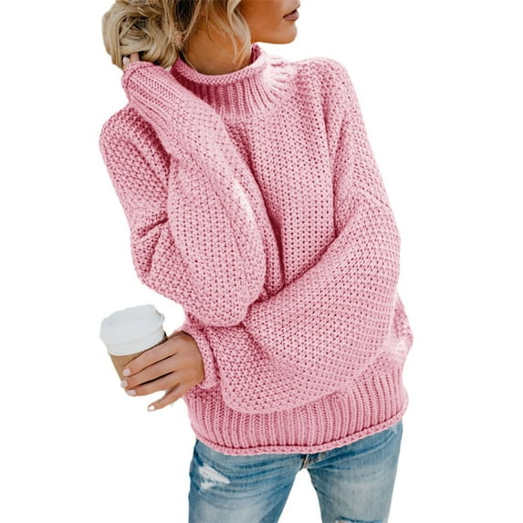 Autumn Winter Women Fashion Turtle Neck Cable Sweater Chunky Knit Jumper Pullover