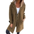 thumbnail image 1 of Autumn Winter Women Jacket Turn-down Collar Single-breasted Long Sleeves Loose Solid Color Woolen Coat Pockets Mid Length Commuting Dating Overcoat, 1 of 8