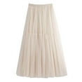 thumbnail image 1 of Autumn Winter Women Long Skirt High Waist Flared Swing Skirt Elegant Mesh Layered A-Line Fashion, 1 of 2
