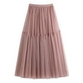 thumbnail image 1 of Autumn Winter Women Long Skirt High Waist Flared Swing Skirt Elegant Mesh Layered A-Line Fashion, 1 of 2