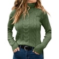 thumbnail image 1 of Autumn Winter Women Long Sleeve Slim Cable Knit Sweater Turtle Neck Knitting Tops, 1 of 2