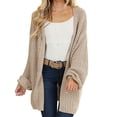 thumbnail image 1 of Autumn Winter Women Long Sleeved Open Front Knit Cardigan Coat Sweater, 1 of 5
