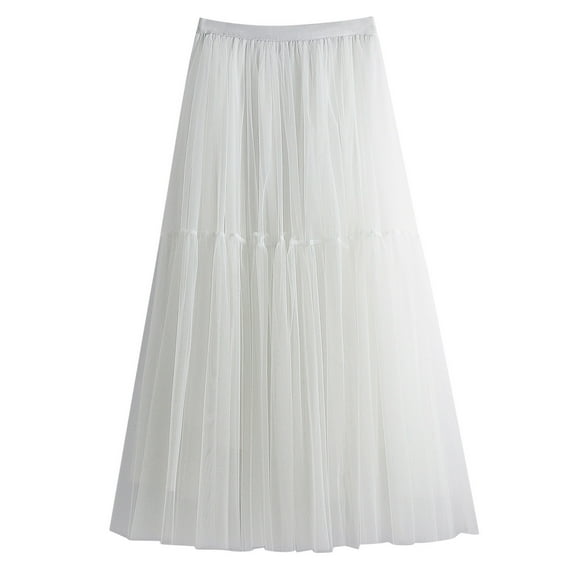 Autumn Winter Women Skirt High Waist Long Swing Mesh Half Cake Layered Flowy Comfortable Stylish