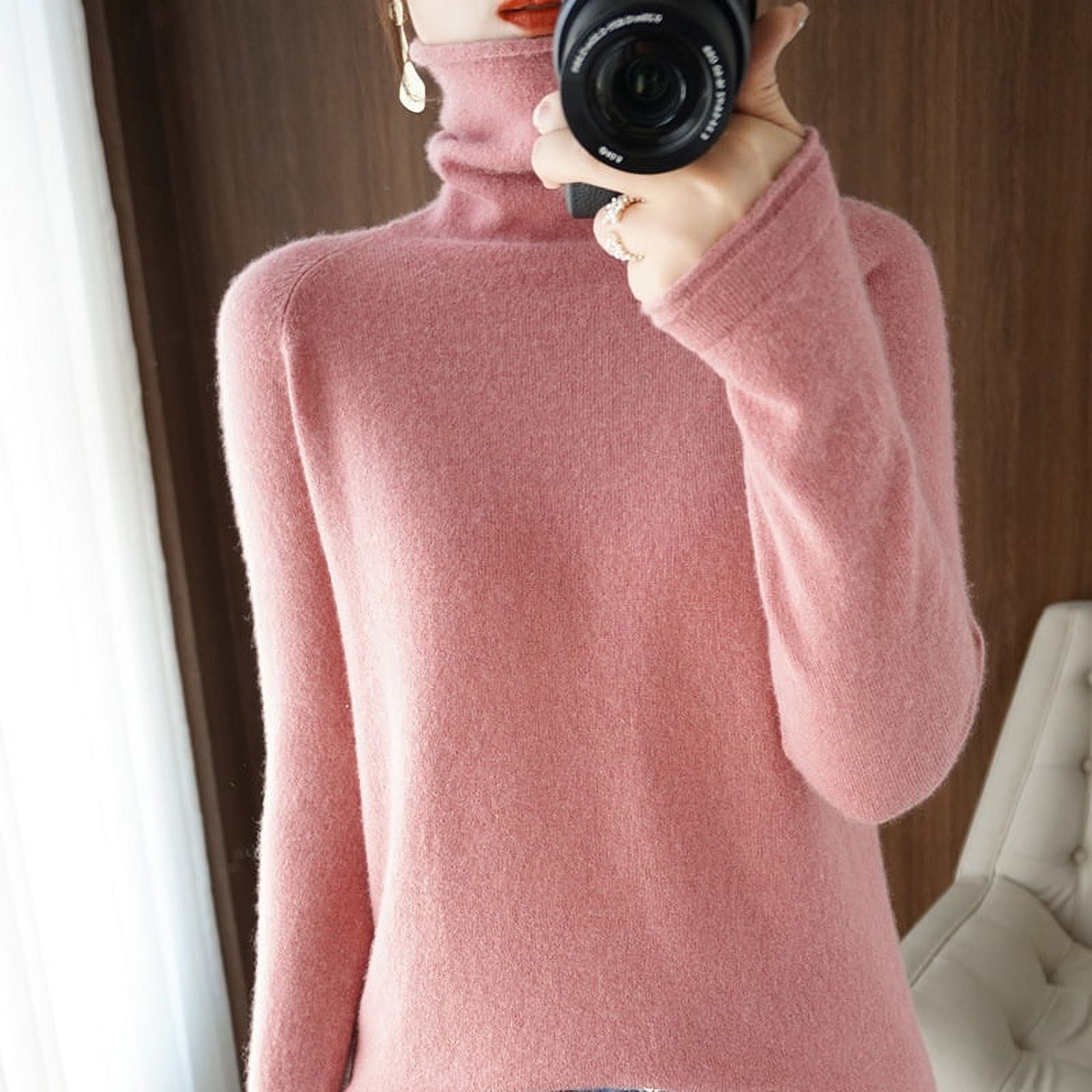 Autumn Winter Women Sweaters Turtleneck Long Sleeve Solid Slim Fit Knit
