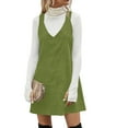 thumbnail image 1 of Autumn Winter Women V Neck Corduroy Overall Dress Casual Loose Mini Dress, 1 of 6