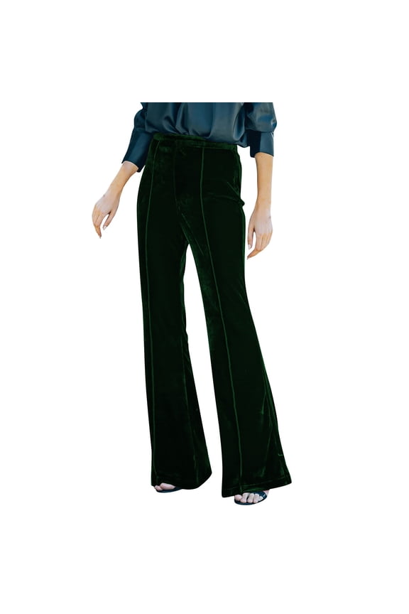 Autumn Winter Women's Golden Velvet Micro Cropped High Waisted Casual Pants