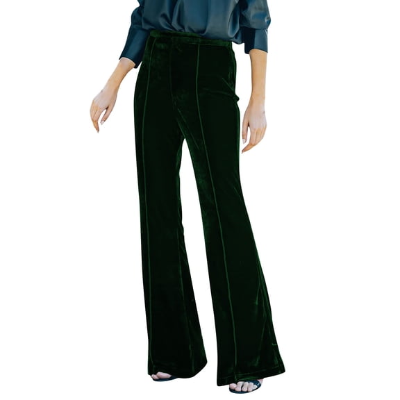 Autumn Winter Women's Golden Velvet Micro Cropped High Waisted Casual Pants