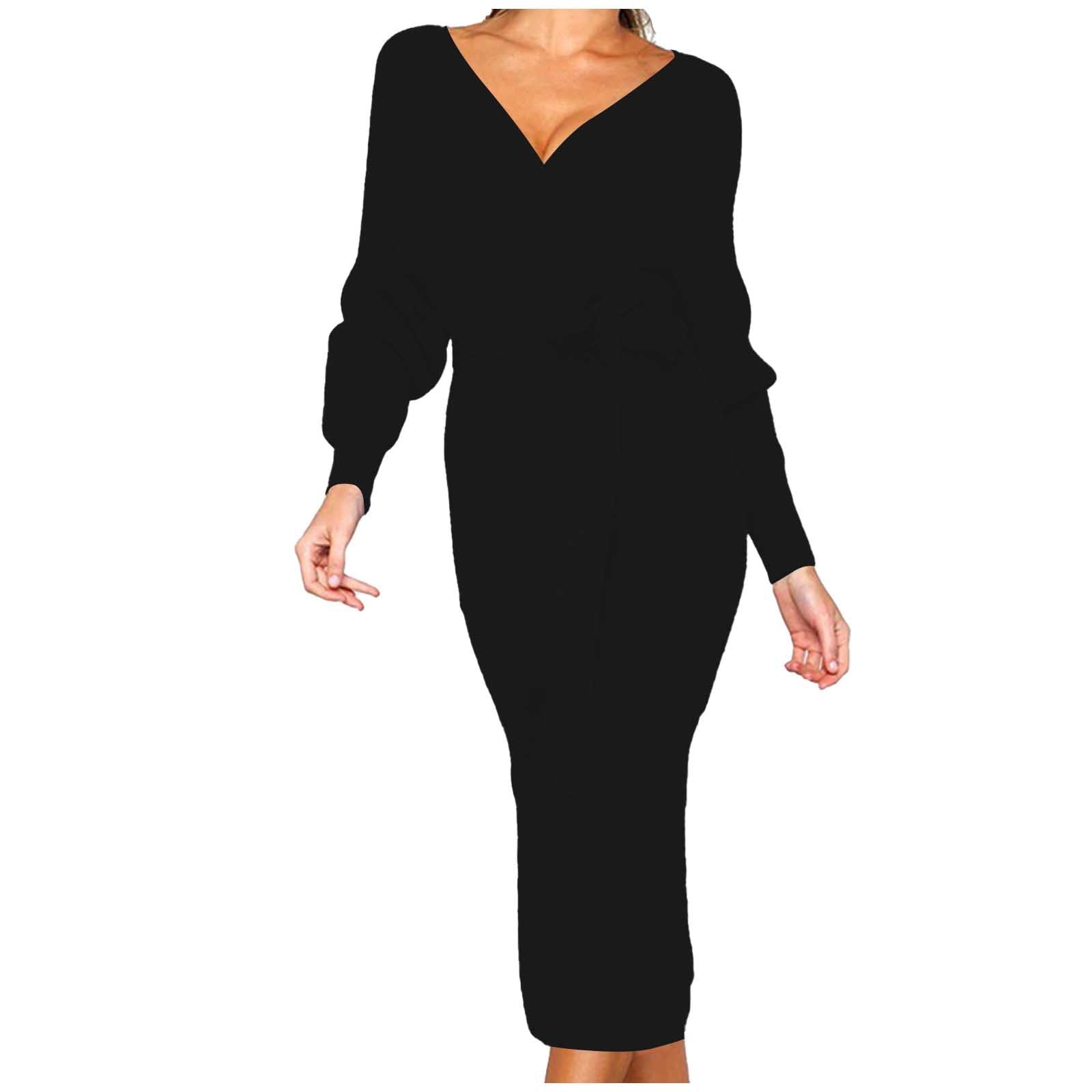Round Neck Long Sleeve Tie Waist Sweater Dress