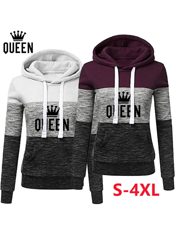 Autumn/Winter Women's Long sleeved Wool Pullover Sports Hoodie Tri color Spliced Stripe Hoodie Top 5-color S-4XL