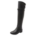 thumbnail image 1 of Xiaoxatg Autumn Winter Women's Over Knee Long Boots Flat Heel Leather Tall Barrel Footwear 8.5 Black, 1 of 7