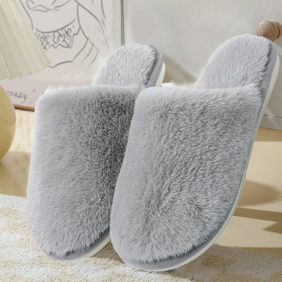 Autumn Winter Women's Slippers House Bedroom Slippers For Women Fuzzy Comfy Lined Slide Shoes Winter House Footwear Warm Casual Slippers