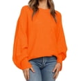 thumbnail image 1 of Autumn Winter Women's Solid Color Oversized Round Neck Bat Sleeve Loose Sweater Casual Top, 1 of 4