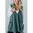 thumbnail image 1 of Autumn Winter Women's Solid Color V-Neck Sleeveless Knit Vest with Pocket - Cable Knit Tank Top Pullover, 1 of 11