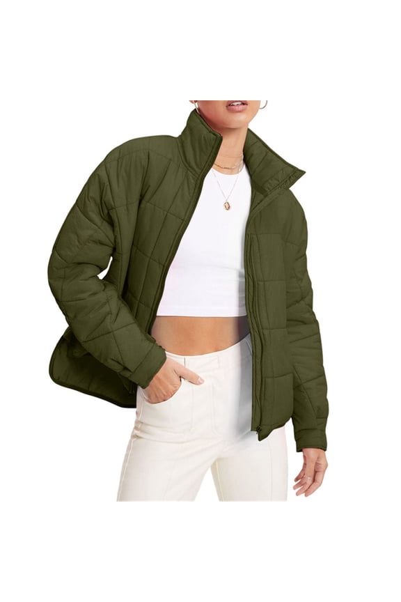 Autumn Winter Women's Solid Color Zip Up Jacket Casual Outerwear for Winter Clothes Women Winter Canvas Jacket Maternity Jacket Women Badge Coats Flare Coats for Women Womens Thicken down Jacket