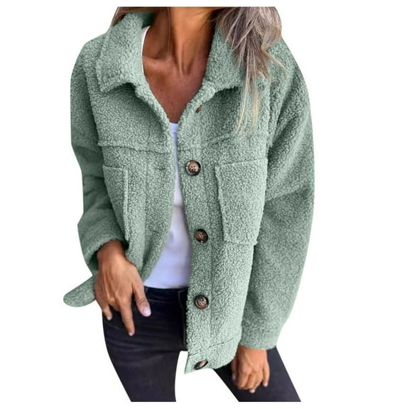 Autumn Winter Women's Teddy Jacket Fashion Lapel Collar Cozy Warm Outerwear Coat
