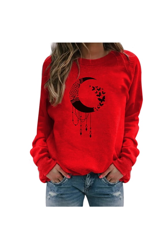 Autumn Winter Womens Casual Tops Ladies Print Sweatshirt Blouse Tee Sweater