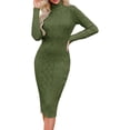 thumbnail image 1 of Autumn Winter Womens Long Sleeve Turtleneck Sweater Dresses Knitted Bodycon Midi Sheath Jumper Dresses, 1 of 4