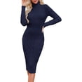 thumbnail image 1 of Autumn Winter Womens Long Sleeve Turtleneck Sweater Dresses Knitted Bodycon Midi Sheath Jumper Dresses, 1 of 4