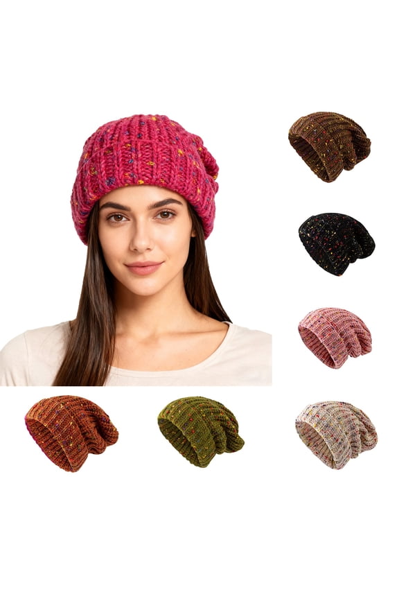 Autumn Winter Wool Knit Hats Korean Style Versatile Rainbow Design Warm Pullover Beanies