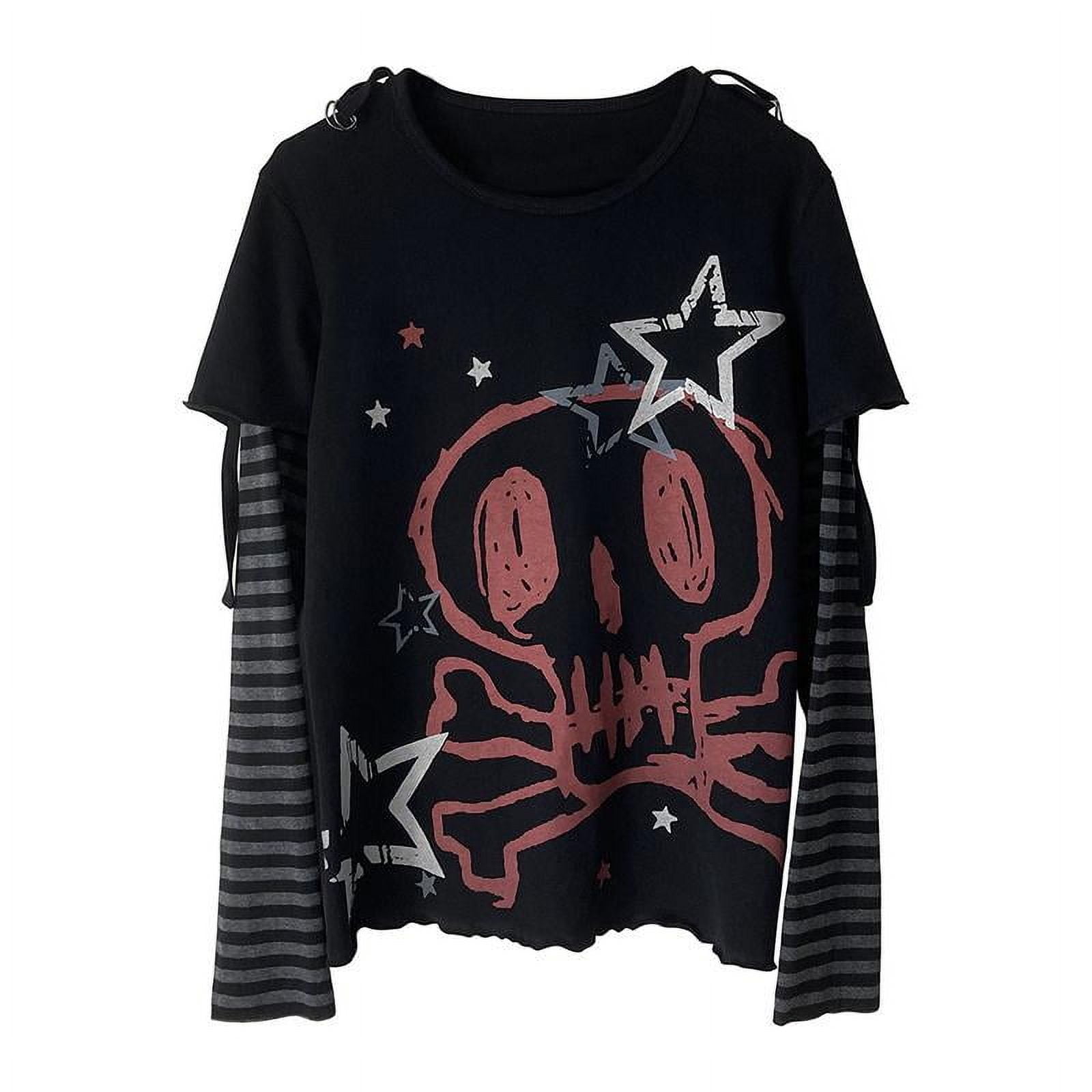 トップス SKOOT DECAY LONG SLEEVE 2 y2k Autumn Winter Y2K Subculture Tshirt Long Sleeve Faux Two