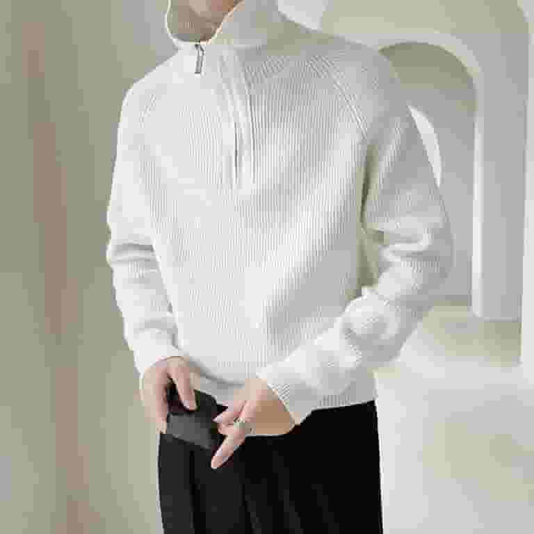 福袋 大丸 Men Turtleneck Zipper Winter Autumn Long Sweater Sleeve Clothing
