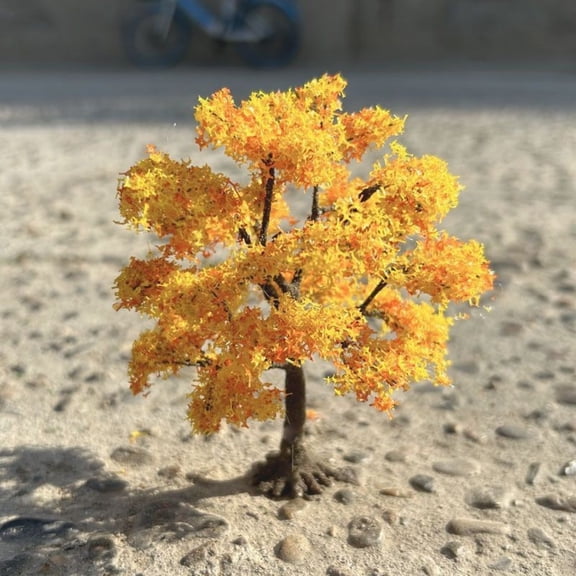 Autumn Wire Tree Model with Base Orange Yellow DIY Diorama Miniature Military Scenery Landscape Decoration Craft Supply