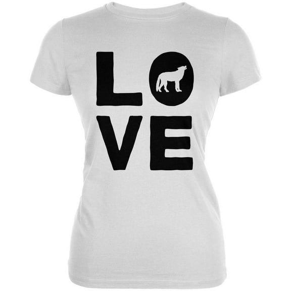 Autumn Wolf Love Juniors Soft T Shirt White SM