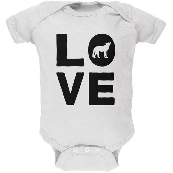 Autumn Wolf Love Soft Baby One Piece White 12 Month
