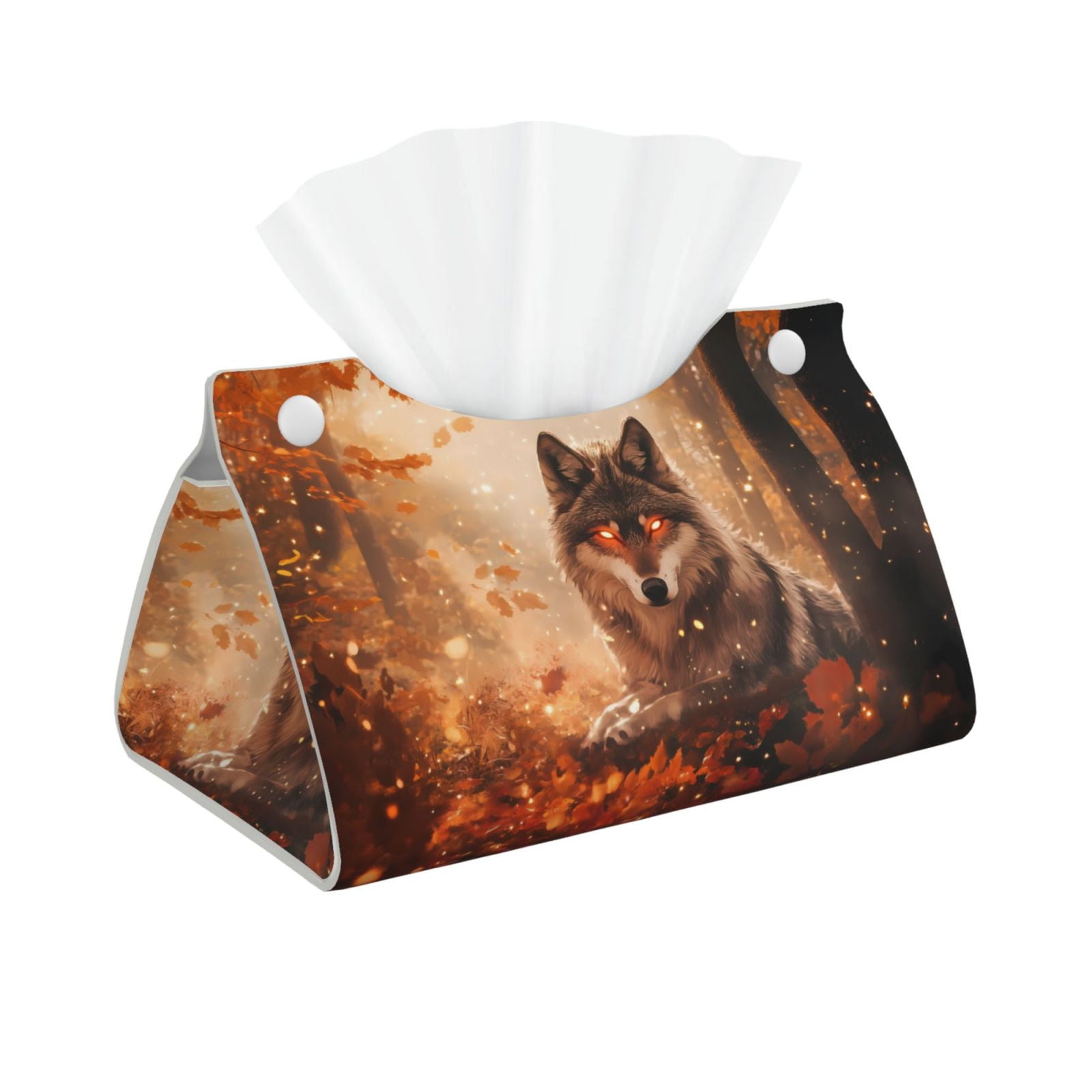 Autumn Wolf Maple Forest Tissue Box Cover, Modern Long Tissue Box