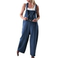 thumbnail image 1 of Autumn Women Casual Loose Overalls Sleeveless Straps Baggy Jumpsuit Wide Leg Vintage Romper Playsuit, 1 of 8