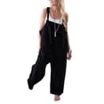 thumbnail image 1 of Autumn Women Casual Loose Overalls Sleeveless Straps Baggy Jumpsuit Wide Leg Vintage Romper Playsuit, 1 of 8