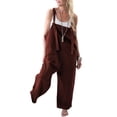 thumbnail image 1 of Autumn Women Casual Loose Overalls Sleeveless Straps Baggy Jumpsuit Wide Leg Vintage Romper Playsuit, 1 of 8