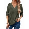 thumbnail image 1 of Autumn Women'S Long Sleeve Shirt V Neck Knit Pullover Tunic Top Women'S Shirt Formal Casual Green XXL, 1 of 7