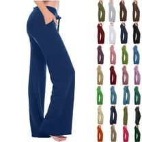 Autumn Women Workout Out Leggings Stretch Waist Button Pocket Yoga Gym Loose Pants Gift for Women Blue XXL