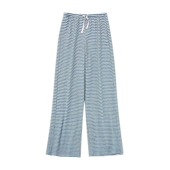 Autumn Women's Casual Loose Slim Textured Jacquard Vest High Waisted Wide Leg Pants-Blue Pants-M