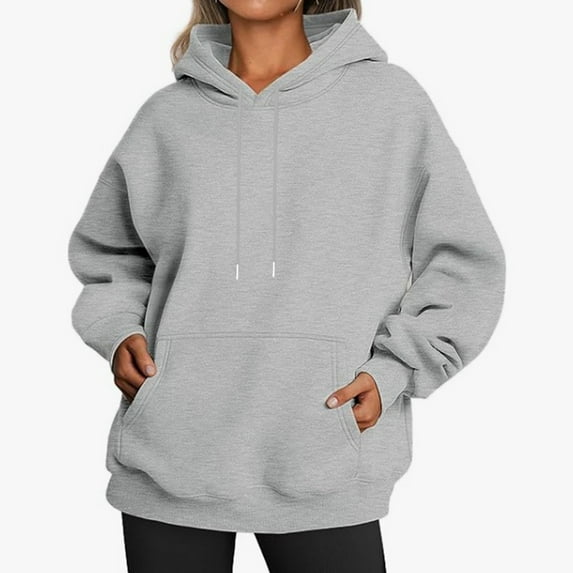 Autumn Women's Oversized Heavyweight Hoodie Drop Shoulder Sweatshirt Cozy Lined Casual Pullover with Kangaroo Pocket Streetwear Fashion