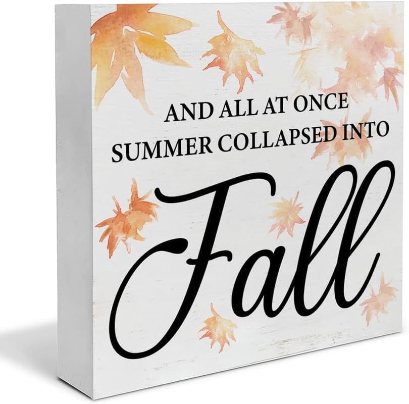 Fall Table Sign Autumn Wood Box Sign Art Desk Decor Fall Wood Block Sign And All At ...