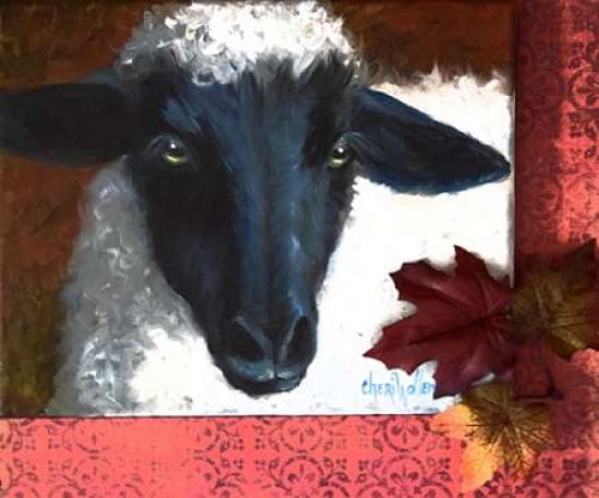 Autumn Wooly Lam Canvas Art - Cheri Wollenberg (24 x 24)