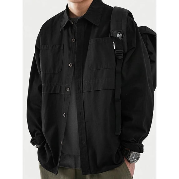 Autumn Y2K Japanese Long Sleeve Cargo Shirts Men's Casual Vintage Outdoor Blouse 2023 New Oversized Baggy Camisa Social