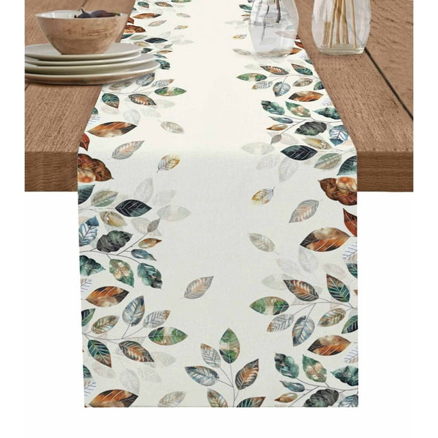 Autumn Yellow Leaves Plant Table Runners Holiday Kitchen Table r Cotton