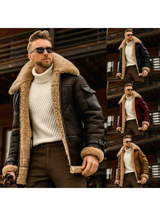 SEXY Modern Men's Genuine Sheepskin Jacket Leather Motorcycle Hunt Winter