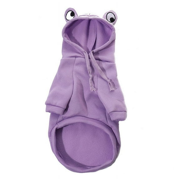 Autumn and Winter Cat Hooded Pet Jacket Warm Fleece Hoodie Dog Clothing Cartoon Frog Cosplay Costume Halloween Sweatshirt (Purple,2XL)