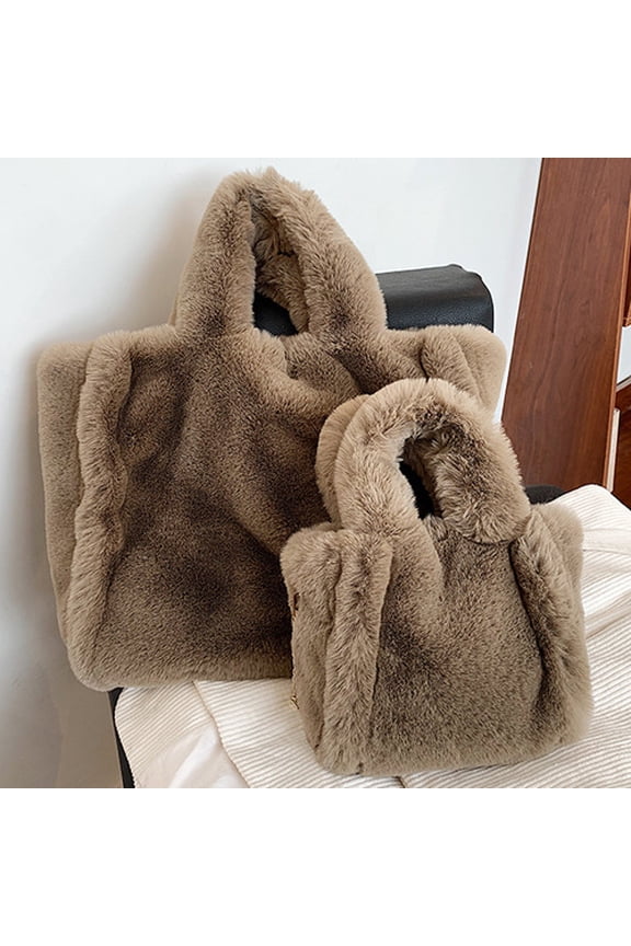 Autumn and Winter Fashion Large Capacity Women's Plush Tote Bag, Shoulder Cross Shoulder Tote Bag