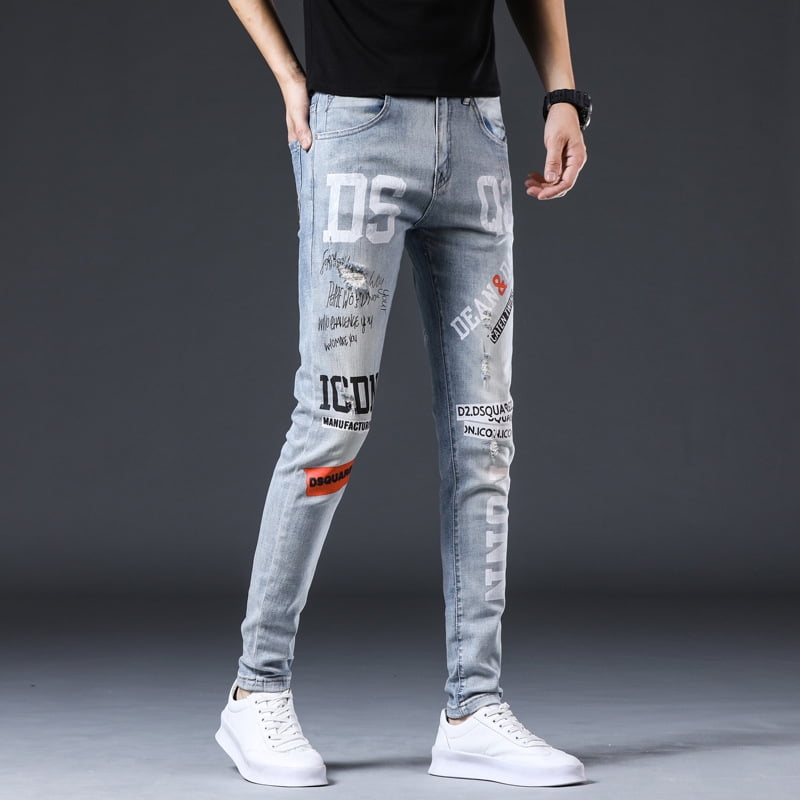Autumn and Winter Highend Jeans Men‘s Black Slimfit Small Feet Casual