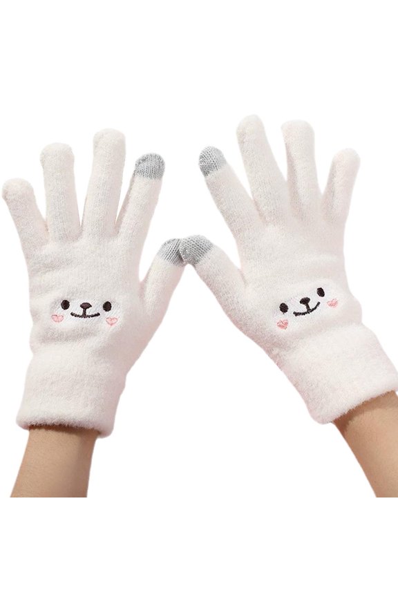Autumn and Winter Knitted Five-finger Gloves with Touchscreen Function for Cold Weather Use
