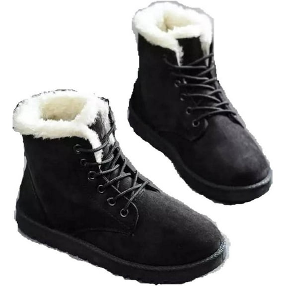 Autumn and Winter Student Snow Boots Women's Short Boots Snow Boots lace-up Flat-Heeled Korean Fashion Cotton Shoes