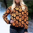 thumbnail image 1 of Autumn and Winter  Sweater Loose Color Clash Pumpkin Jacquard Women's Knit Sweater 3D Printed Pullover Casual Sweatshirt Hoodies, 1 of 8