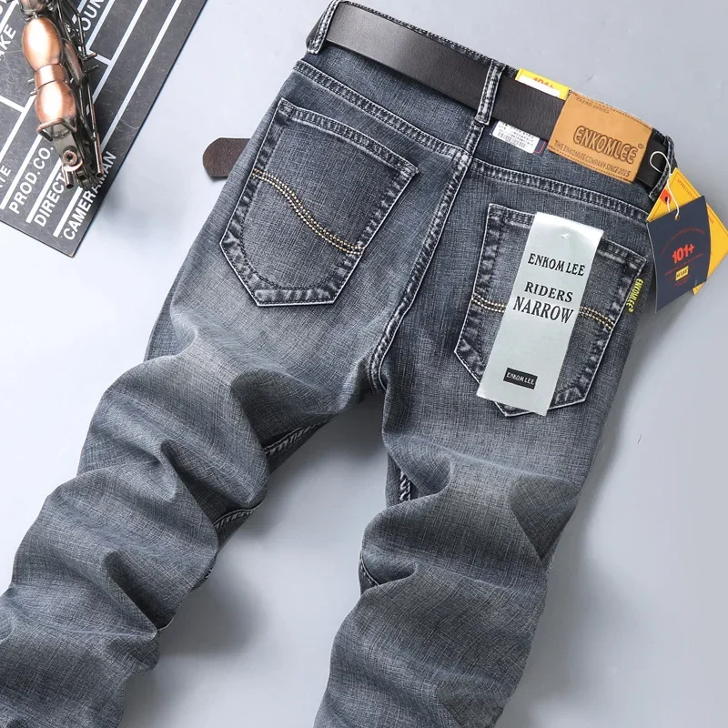 Autumn and Winter Thick Jeans Men‘s Straight Slim Elastic Business