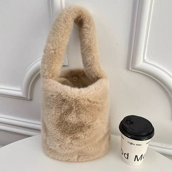 Autumn and Winter Water Bucket Plush Handbag